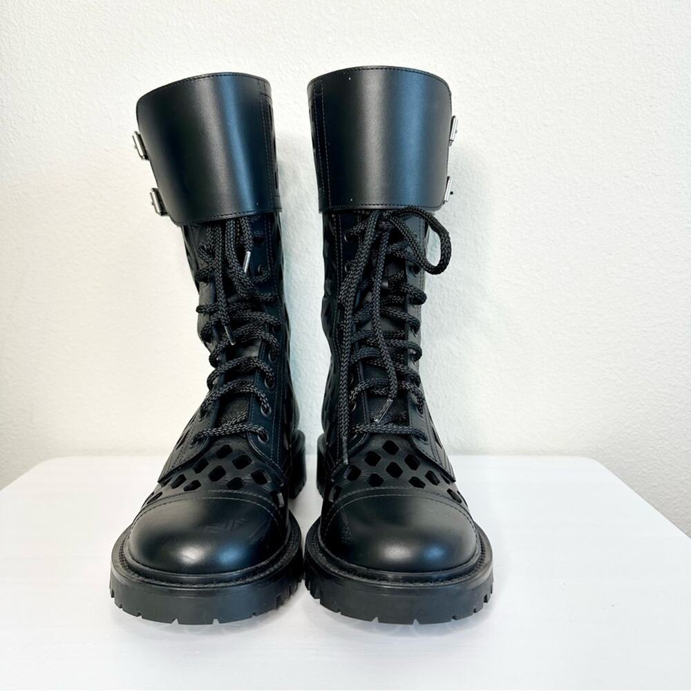 Christian Dior Laser Cut D Trap Boots Black Leather Size 37 - Picture 4 of 14